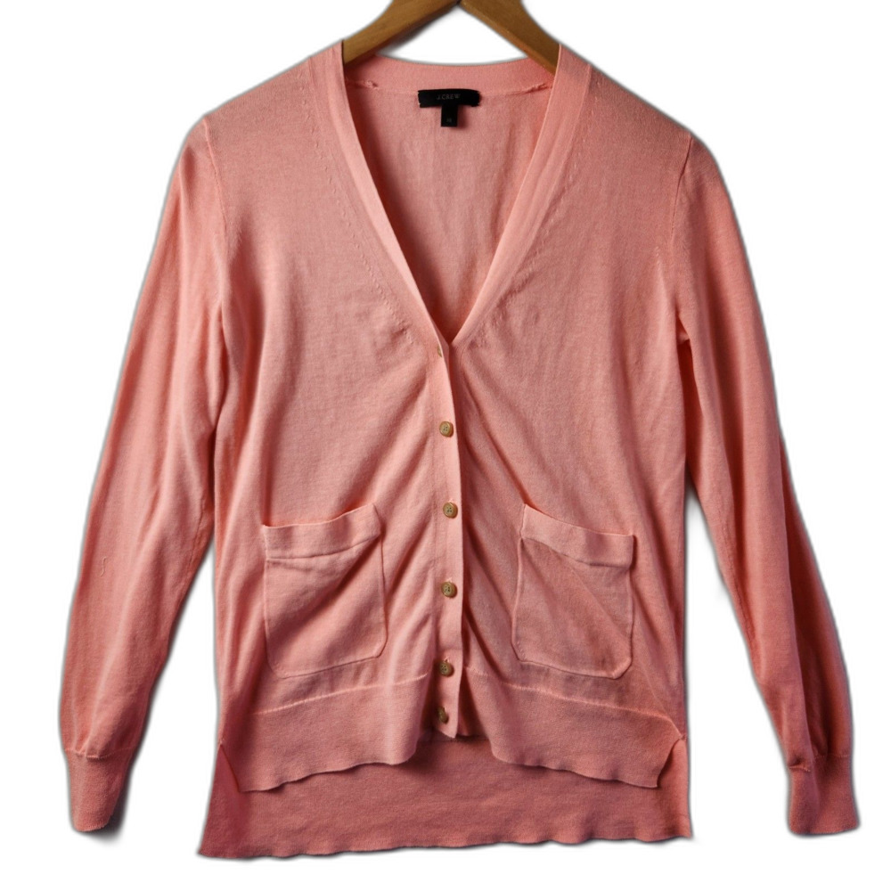 J Crew Womens Pink Fine Knit Long Sleeve Cardigan Size XS